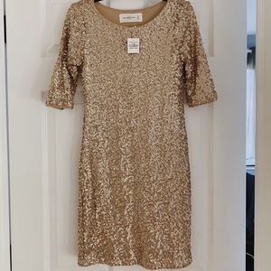 ABERCROMBIE & FITCH— Gold Sequin Mini Dress